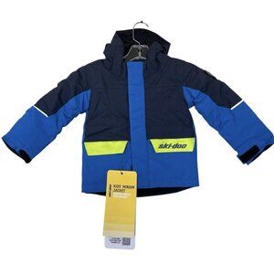 Ski-Doo Kids Jacket Boys Size 3 Blue Yellow Hooded Pockets Coat Winter